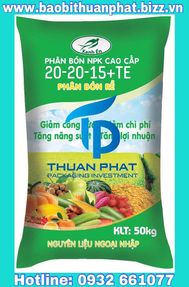 Bao đựng phân bón 25kg ghép màng BOPP 2 mặt